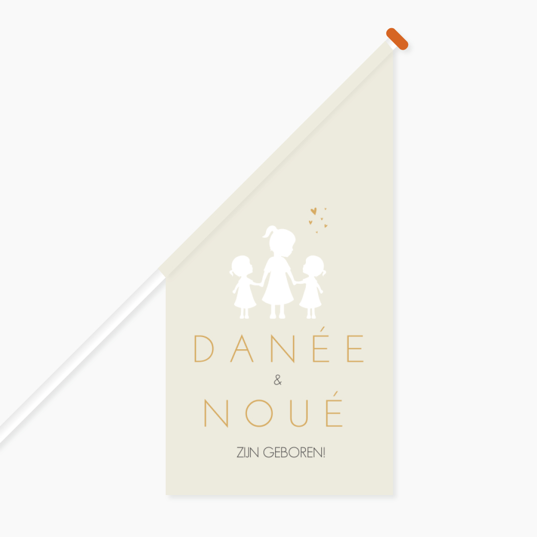 Vlag Tweeling Zusjes Beige Silhouet