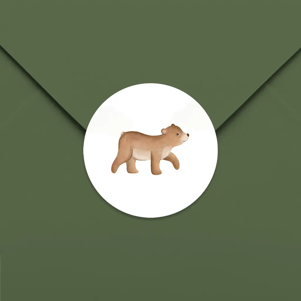 Sluitsticker wit met lief beertje - per 25 stuks