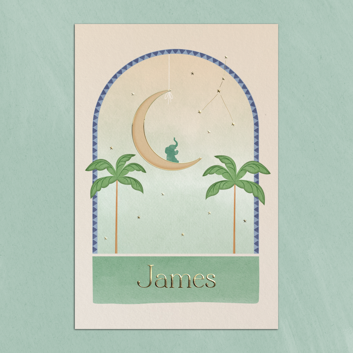 Geboortekaartje Olifantje Maan Sterrenbeeld | Groen Blauw