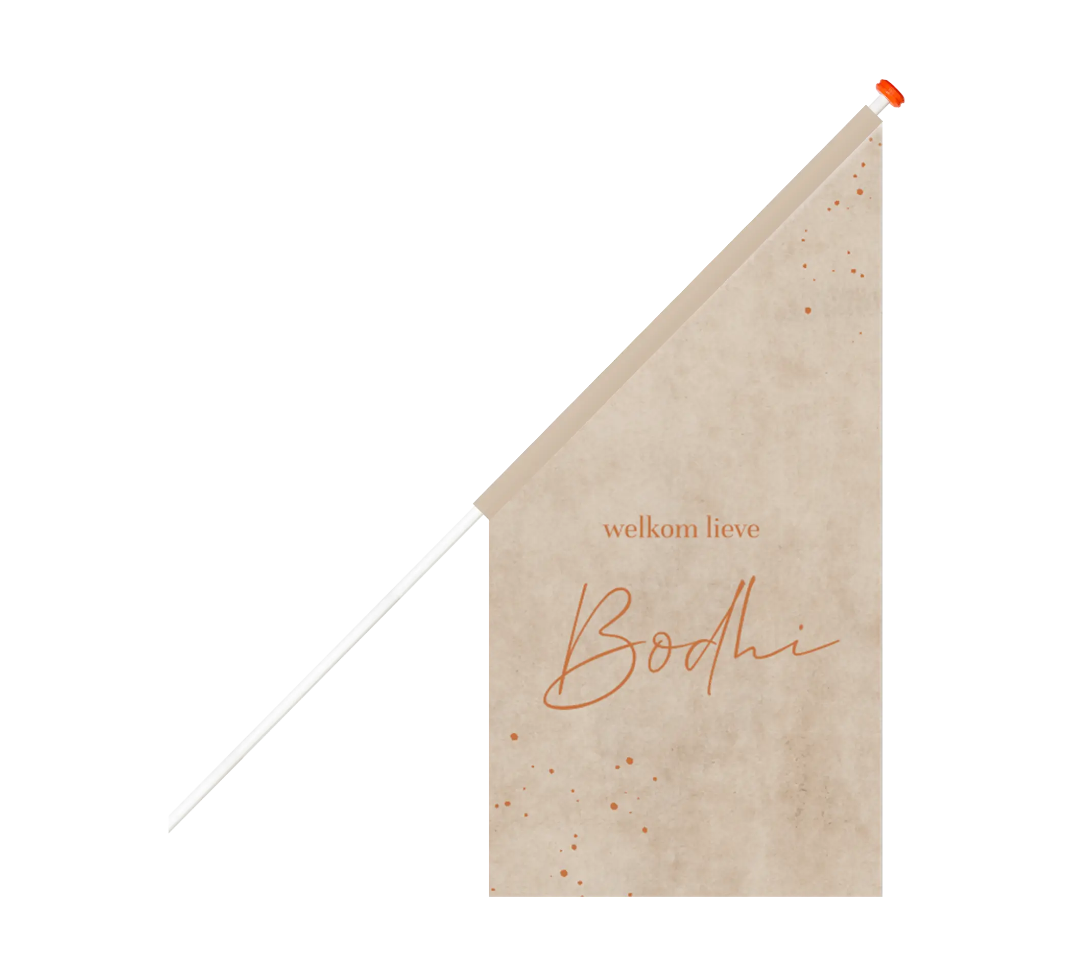 Geboortevlag bruin velvet-look met roestkleur spetters