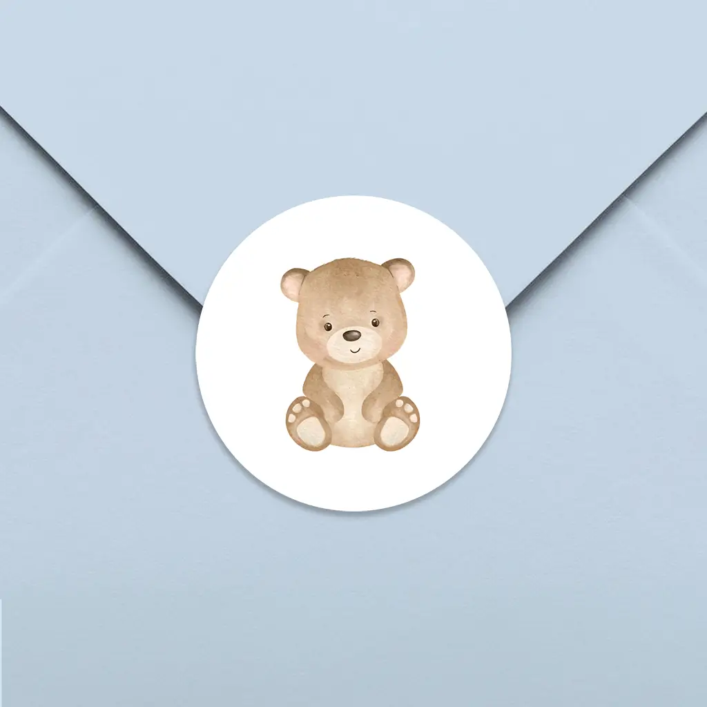 Sluitzegel wit met beertje - per 25 stuks