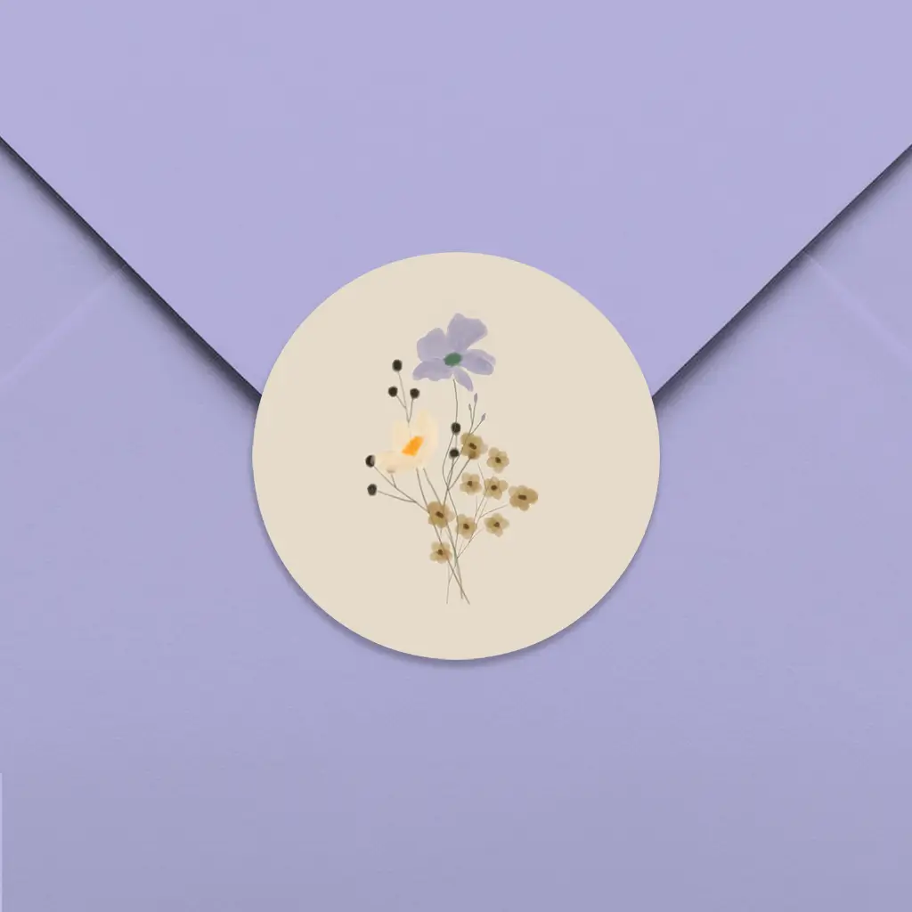 Prachtige sluitsticker met kleurrijke bloemetjes - per 25 stuks