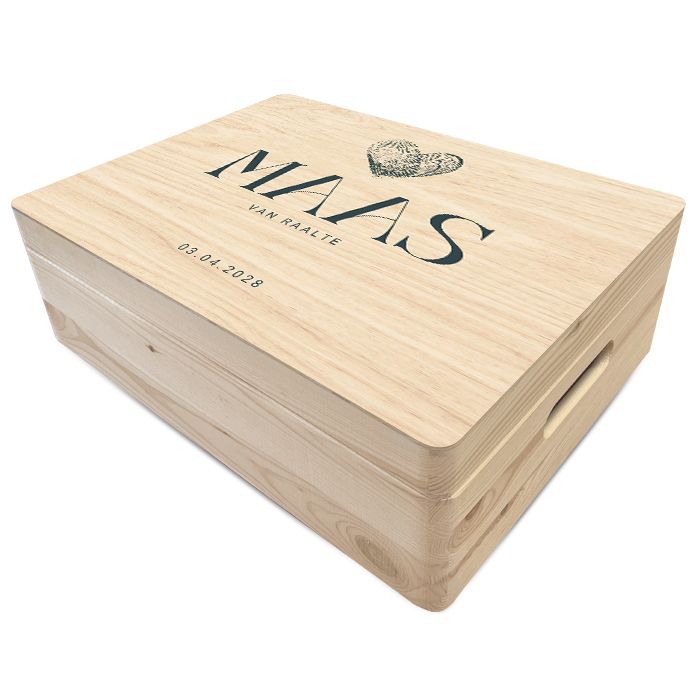 Anne Vedder memorybox geboorte met naam en fingerprint hartje