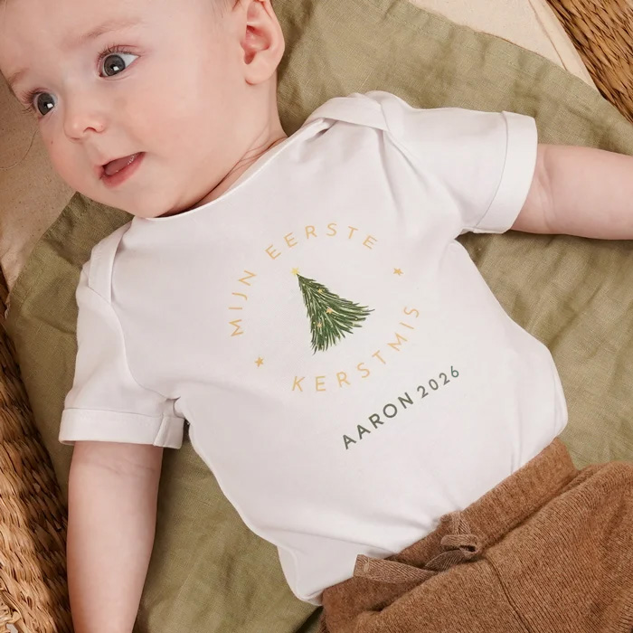 Mijlpaal rompertje bedrukken eerste Kerstmis