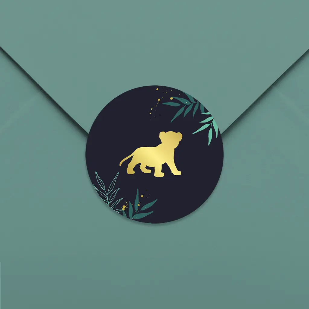 Donkerblauwe sluitsticker in jungle stijl - per vel