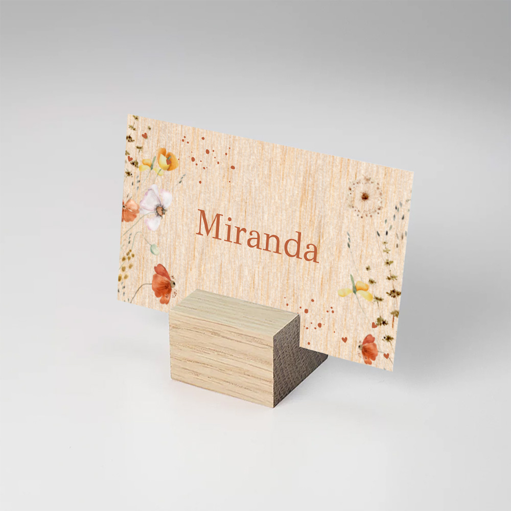 Naamkaartjes huwelijk  bloemen rood botanisch