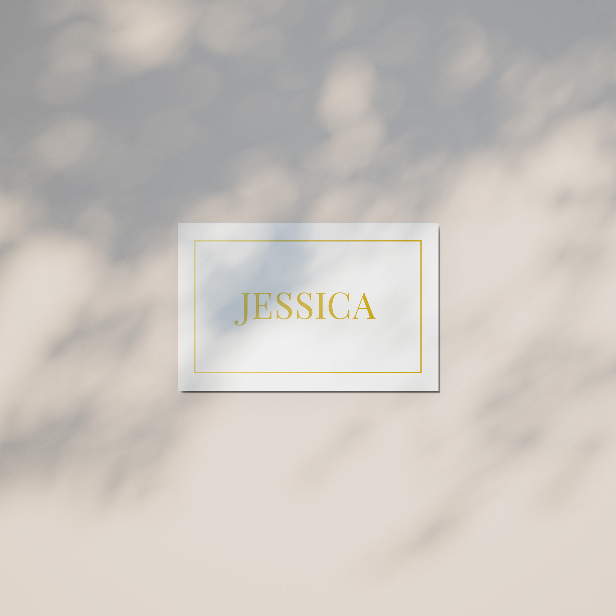 Naamkaartjes met klassiek goudfolie kader - 25 stuks - 8x5cm