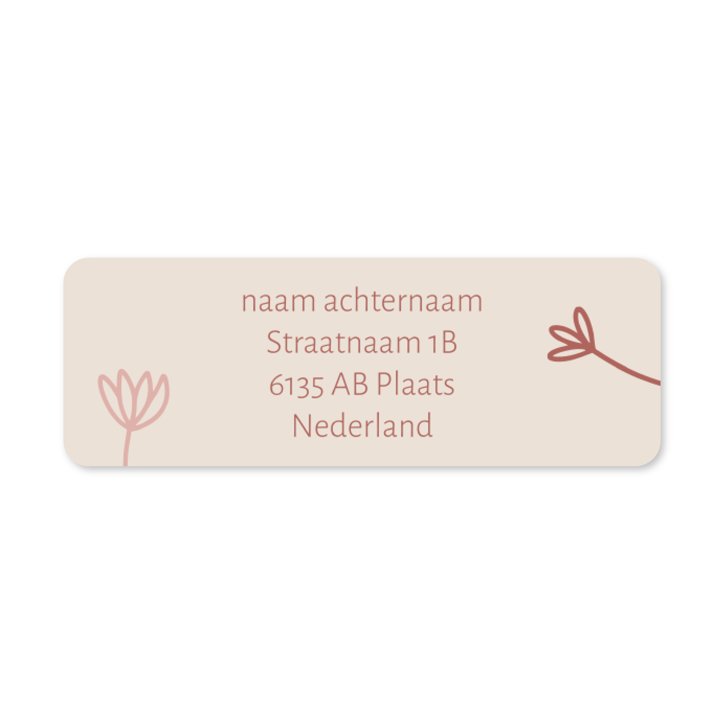 Adresstickers beige takjes oudroze 