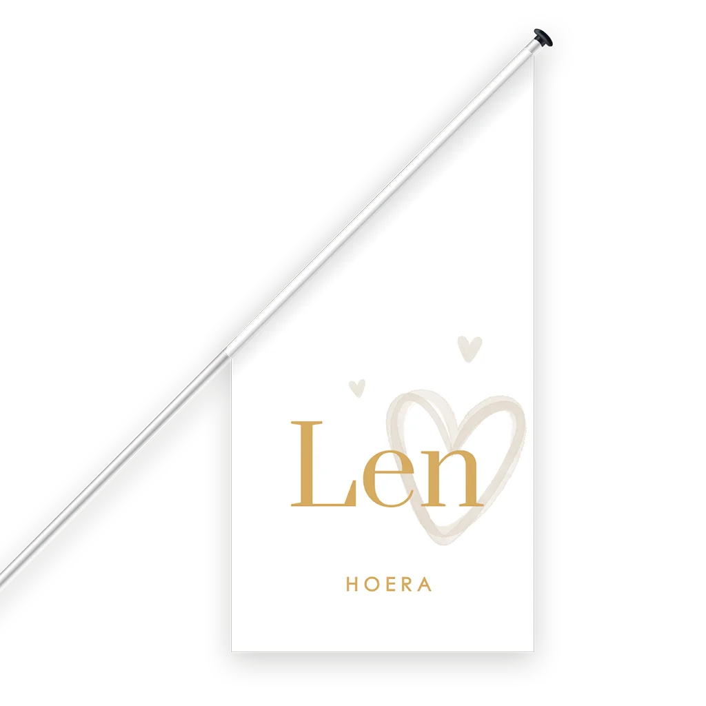 Geboortevlag met hart in aardetinten