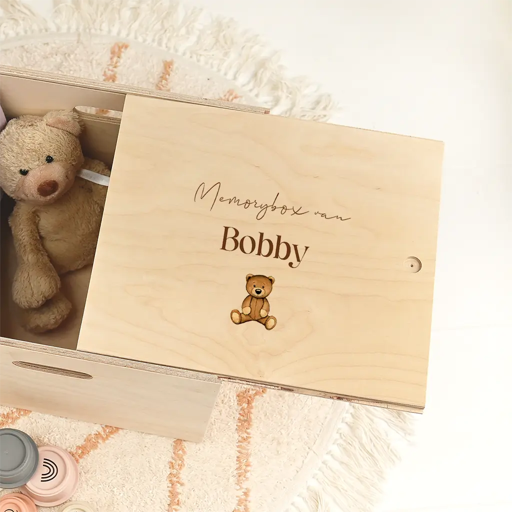 Memorybox met beertje en wit hartje