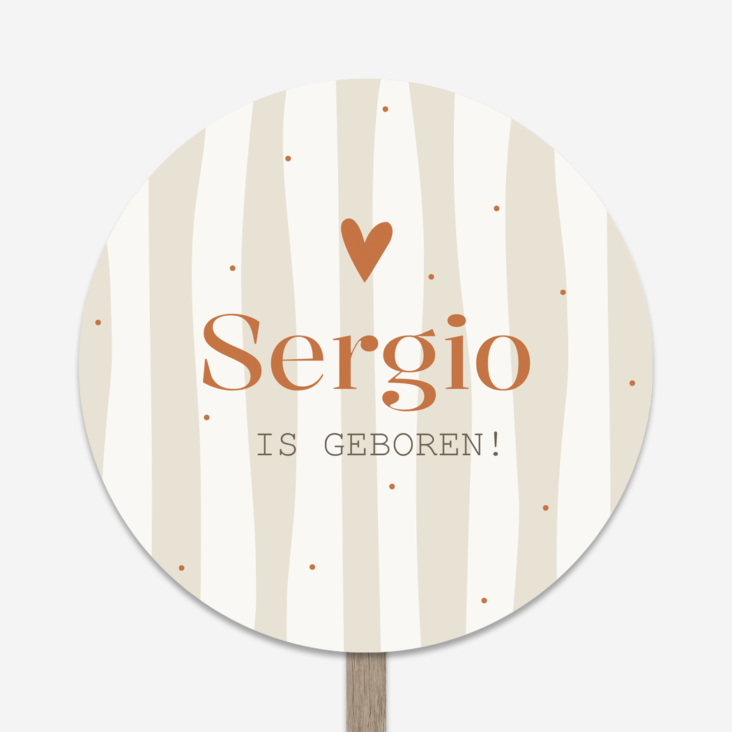 Geboortebord tuinbord jongen strepen stippen