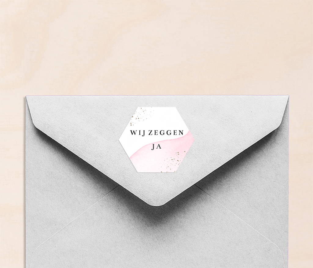 Sticker met "Wij zeggen ja" en gouden spetters - 30 stuks per vel