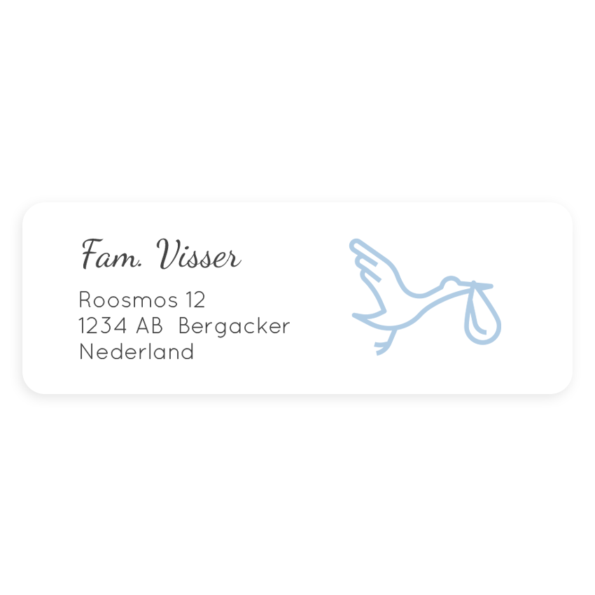 Adresstickers 14 stuks | blauwe ooievaar