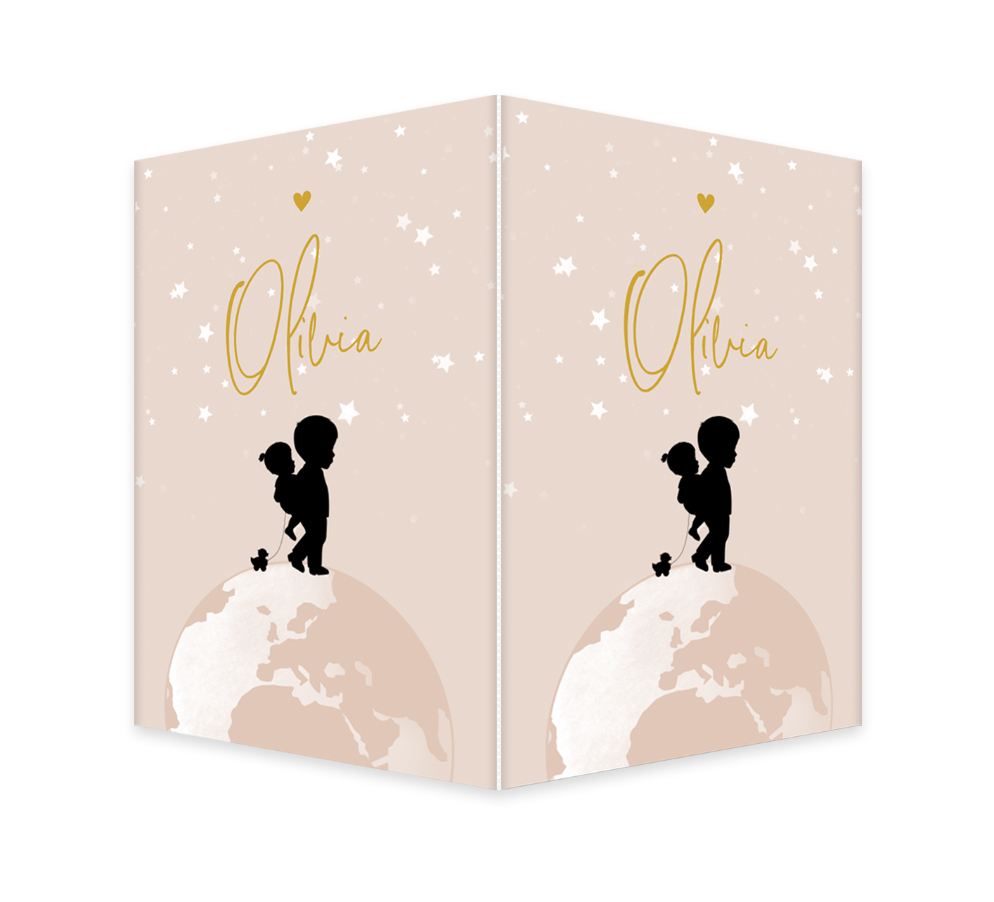 Dubbel raambord met broer en zusje op wereldbol