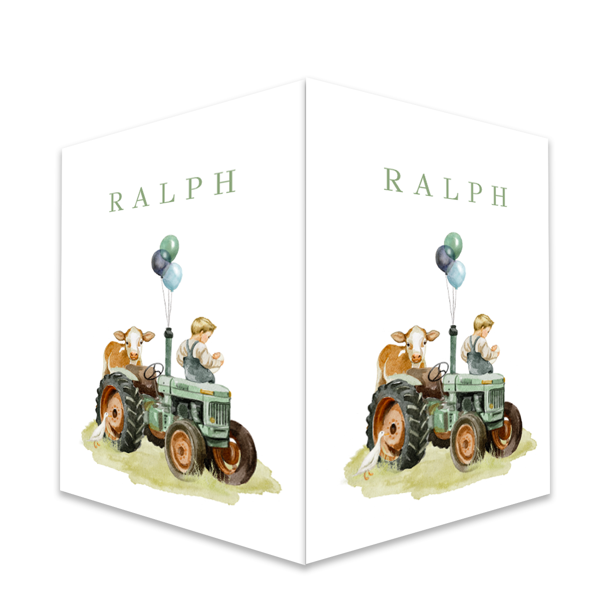 raambord boerderij tractor koe broertje met baby