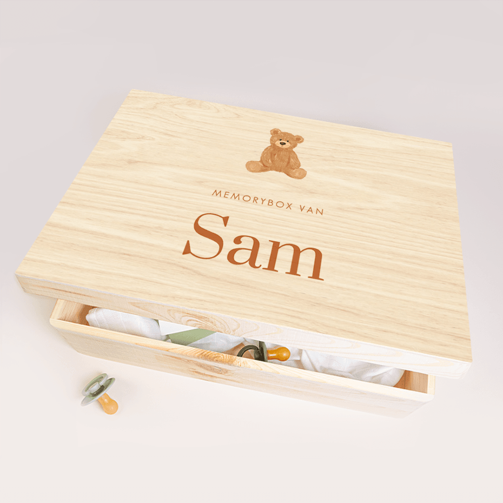 Klassieke memorybox met teddybeertje