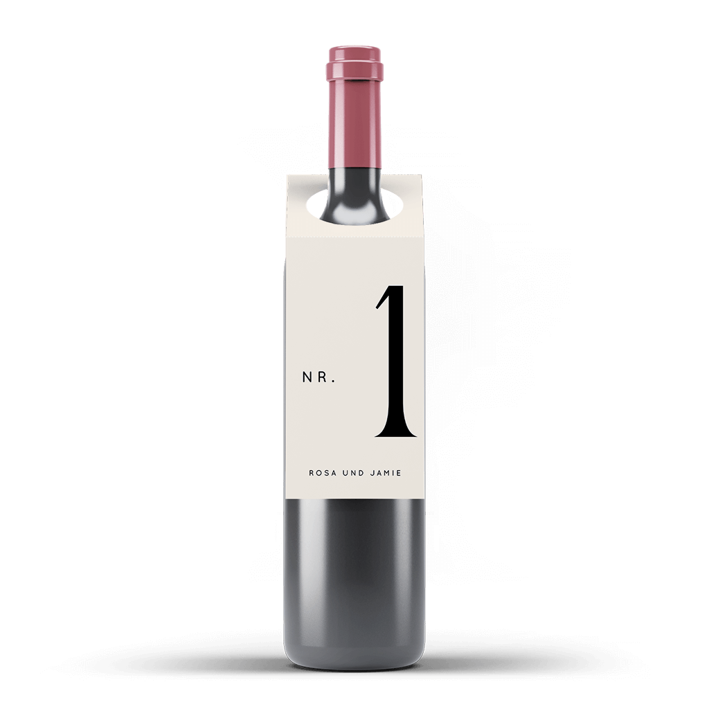 Tischnummer-Flaschenanhänger minimalistisch -  Set von 3