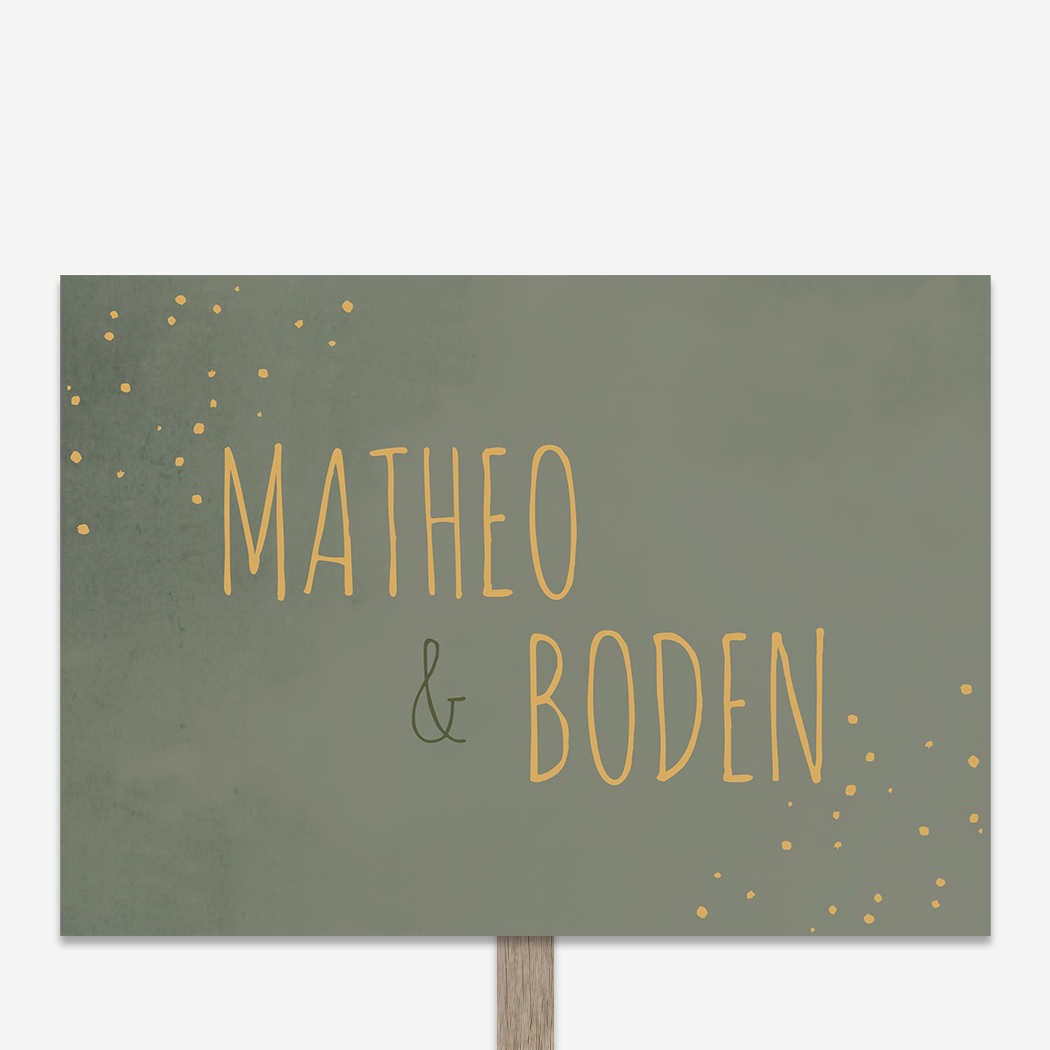 Tuinbord Geboorte Tweeling Groen Stippen