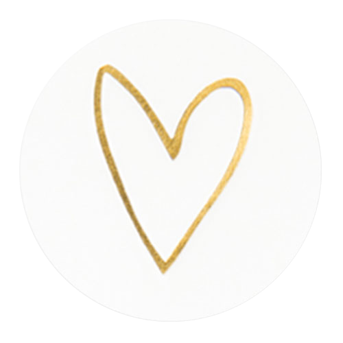  Sluitsticker wit met getekend hartje in goudfolie