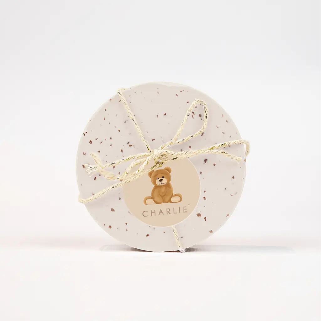 Label cirkel met beertje - per 16 stuks