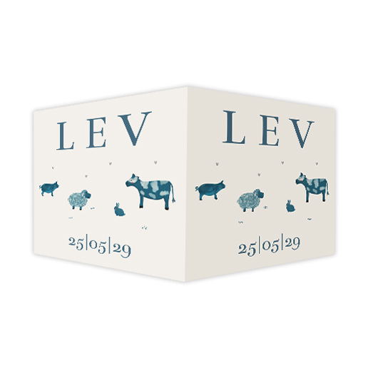 Raambord boerderijdieren schaap koe blauw