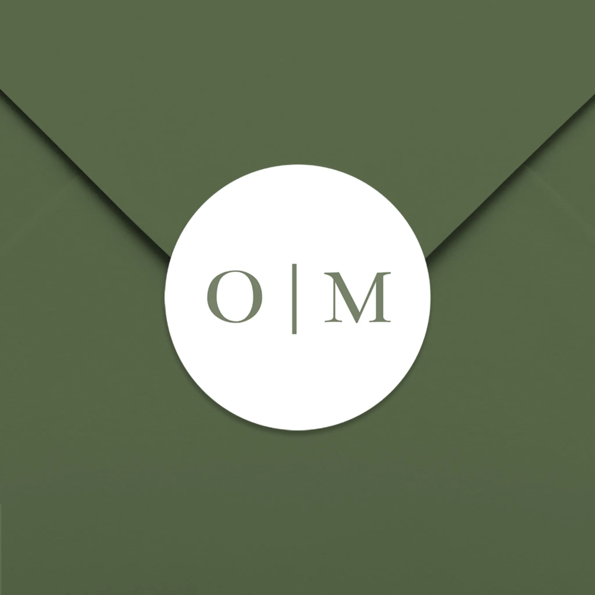 Aufkleber in Weiß mit grünen Initialen, 35mm ø 25 Stück