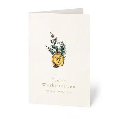 Geschäftliche Weihnachtskarte Weihnachtsstrauß mit Goldsiegel