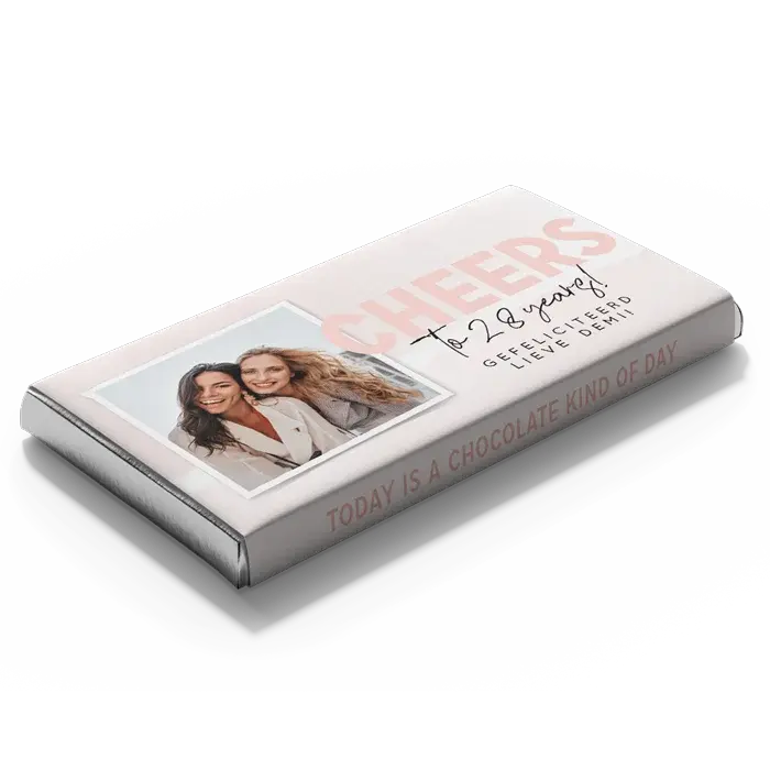 Chocoladereep met eigen wikkel in roze water color