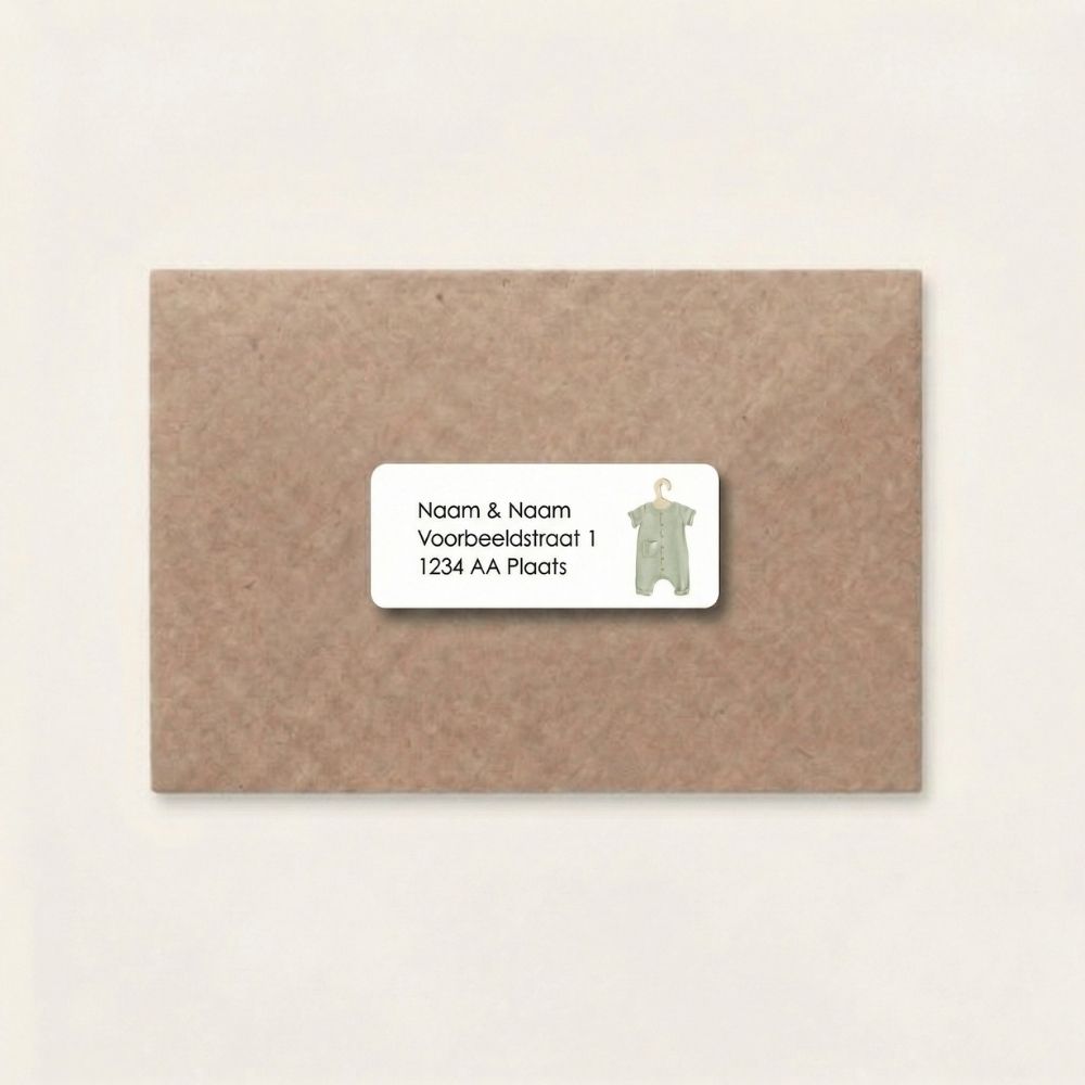 Adresstickers geboortekaartje rompertje groen