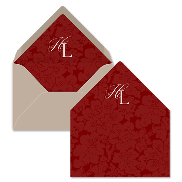 Inlay envelop bordeaux met logo
