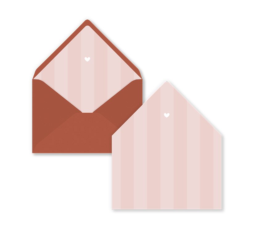 Envelop inlay roze met strepen en hartje voor 12 x 18 envelop