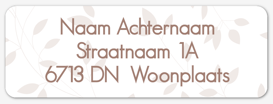 adresstickers afgerond beige blaadjes