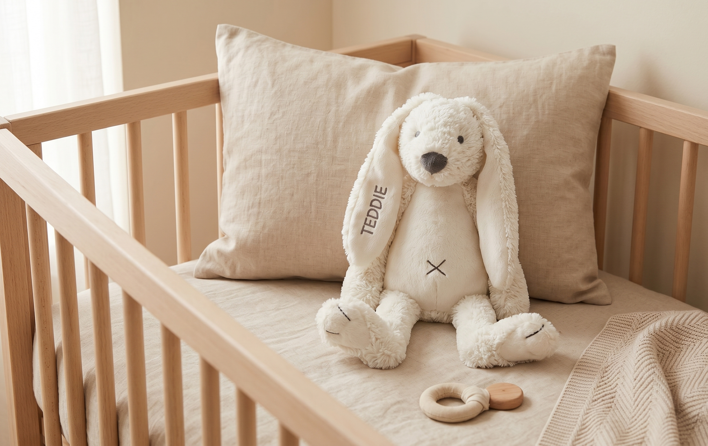 Knuffel Happy Horse konijn ivoor wit met naam