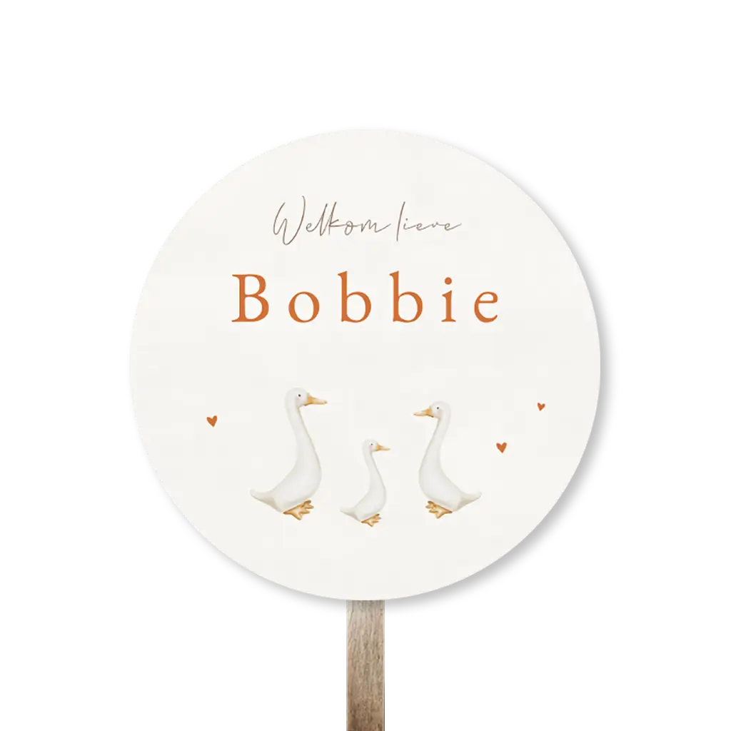 Lief tuinbord met ganzen en hartjes