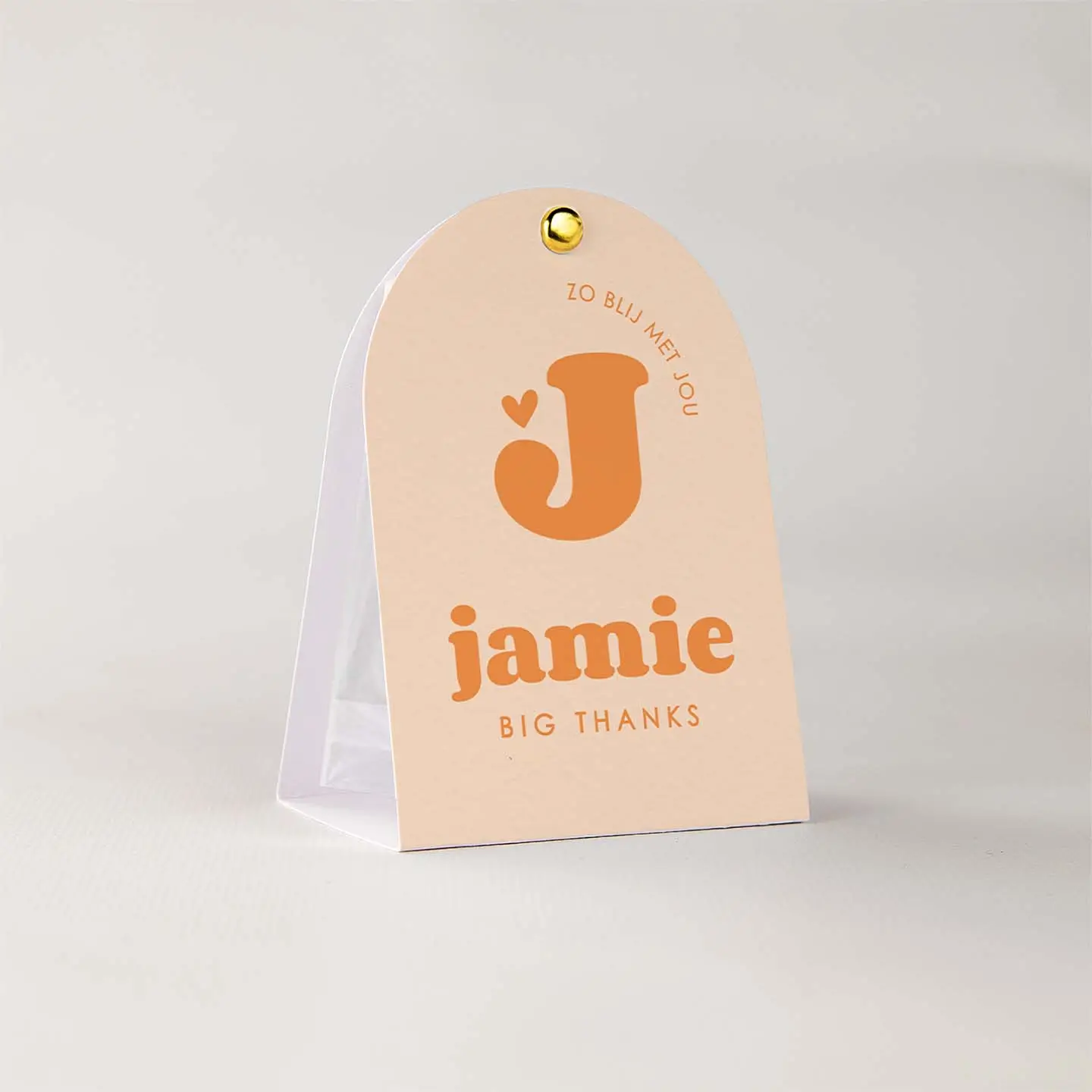 Hip doopsuiker snoepzakje met letter en hartje