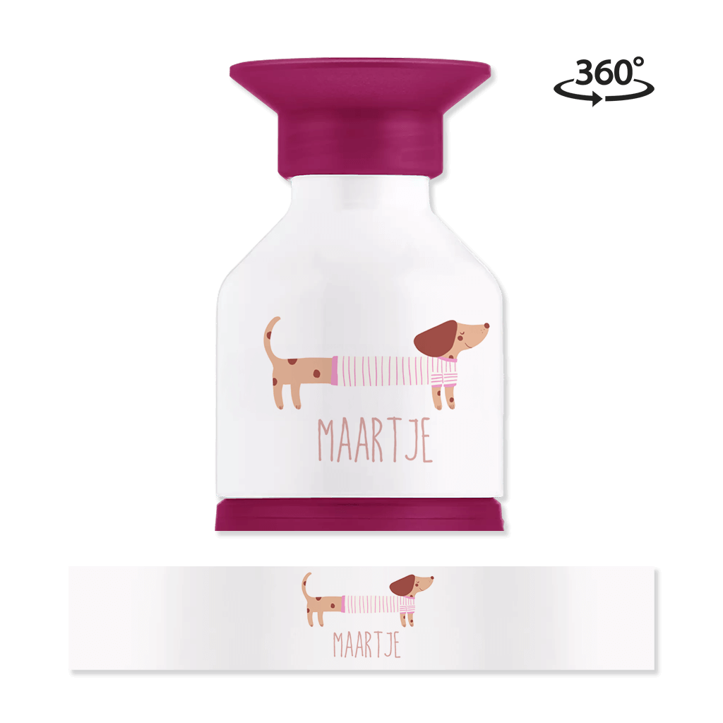 Schattige Dopper drinkfles met naam en teckel