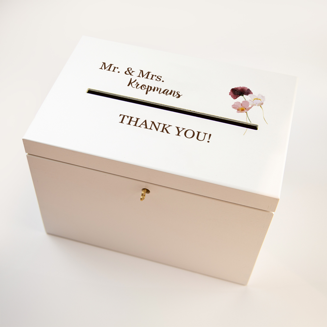 Enveloppendoos wit bruin met bloemen