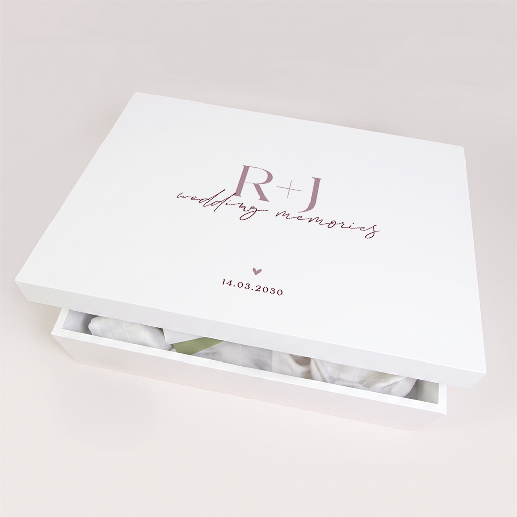 Memorybox huwelijk met cherry kleur opdruk