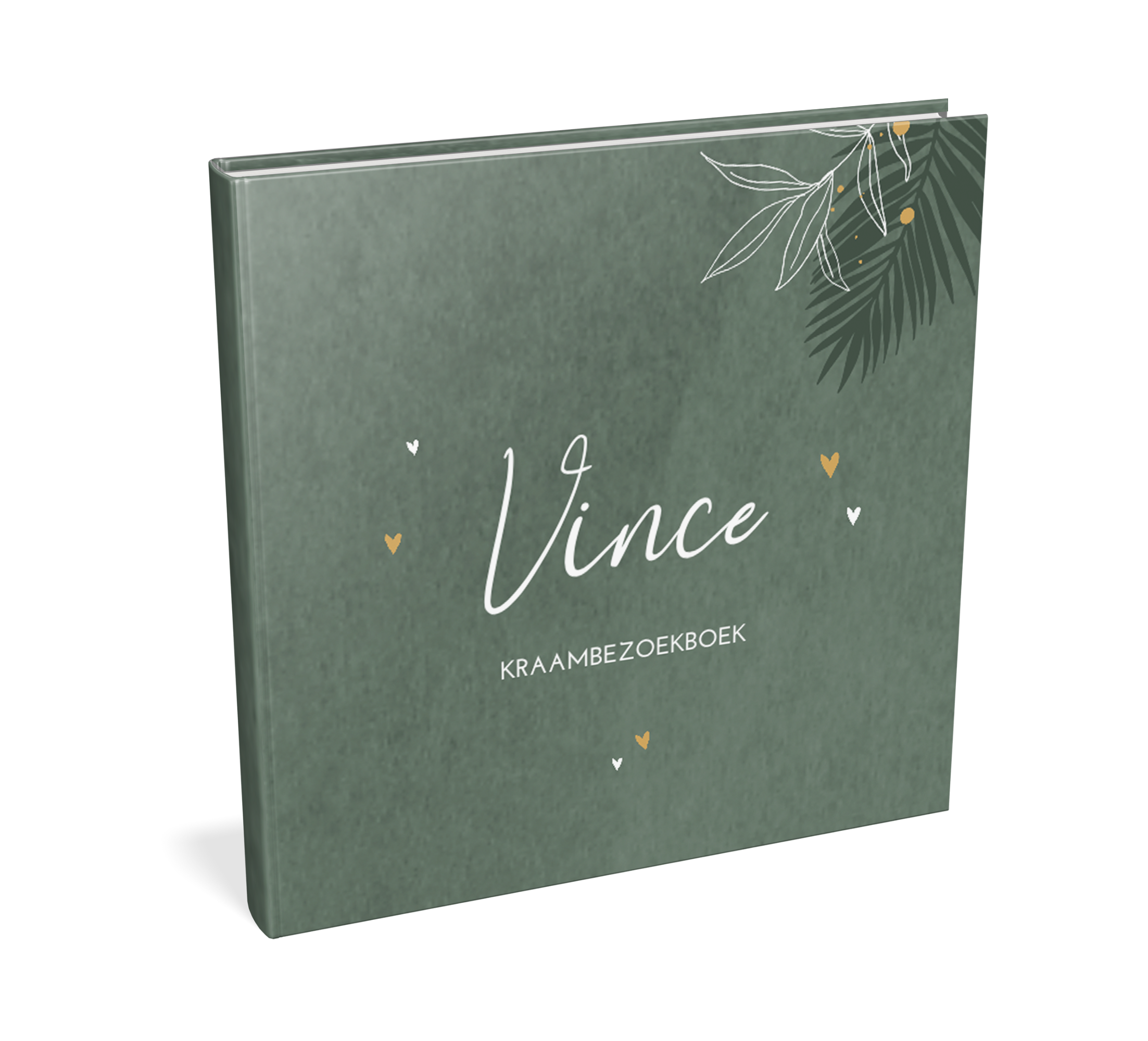 Kraambezoekboek stoer groen met takjes