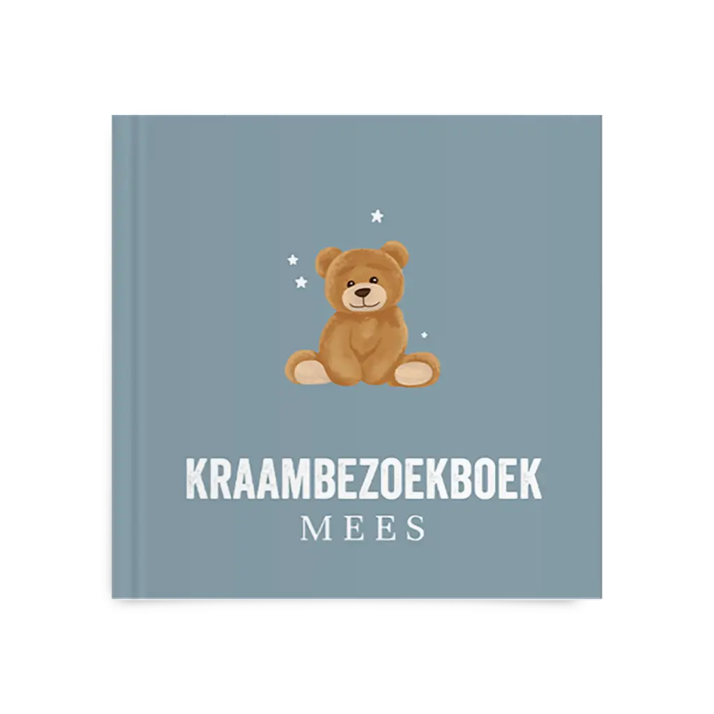 Kraambezoekboek blauw met teddybeer