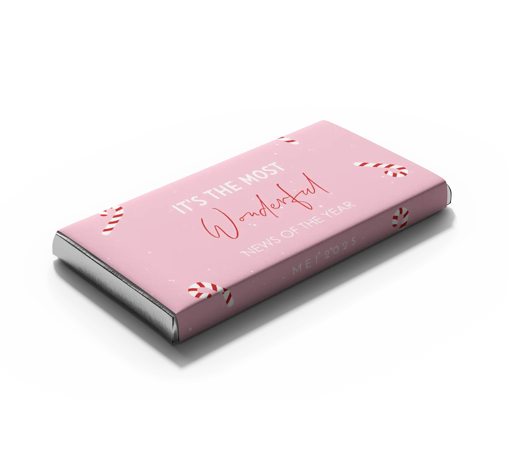 Zwangerschapsaankondiging chocoladereep roze met zuurstokken