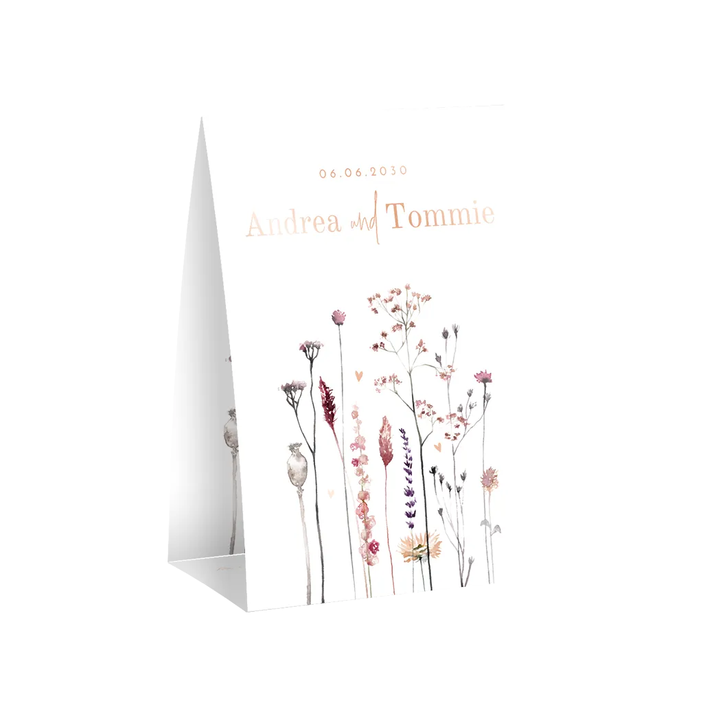 Aufsteller-Hochzeitseinladung Bohemian Flowers