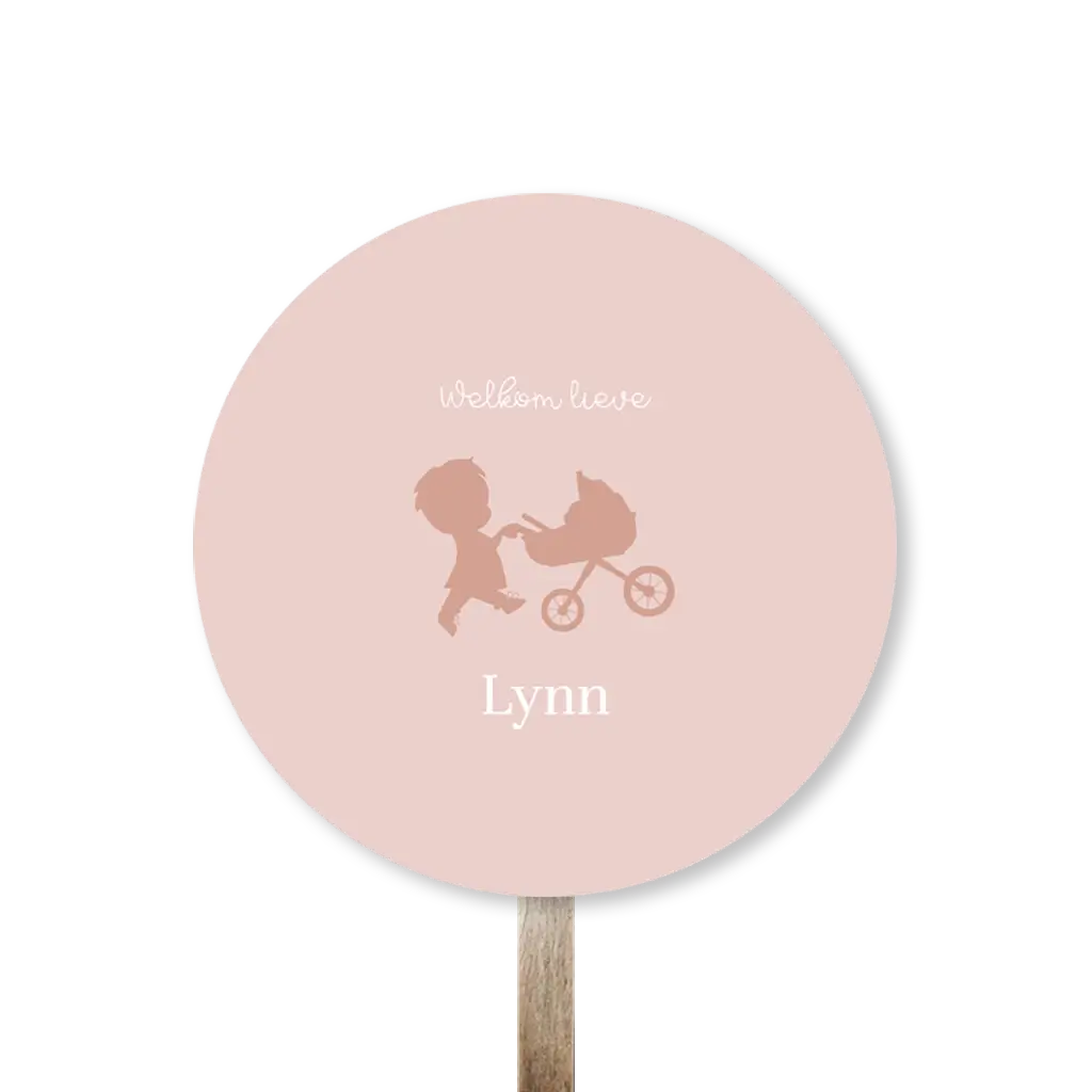 Tuinbord met silhouet van grote broer met zusje