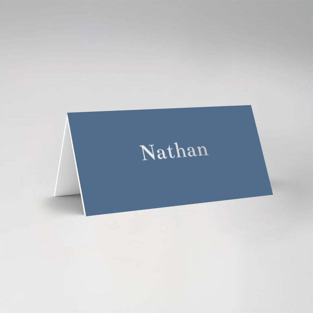 Bruiloft naamkaartjes dubbel gevouwen stijlvol lichtblauw zilverfolie