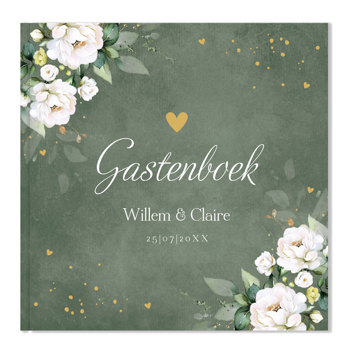 Gastenboek bruiloft botanisch groen bloemen wit