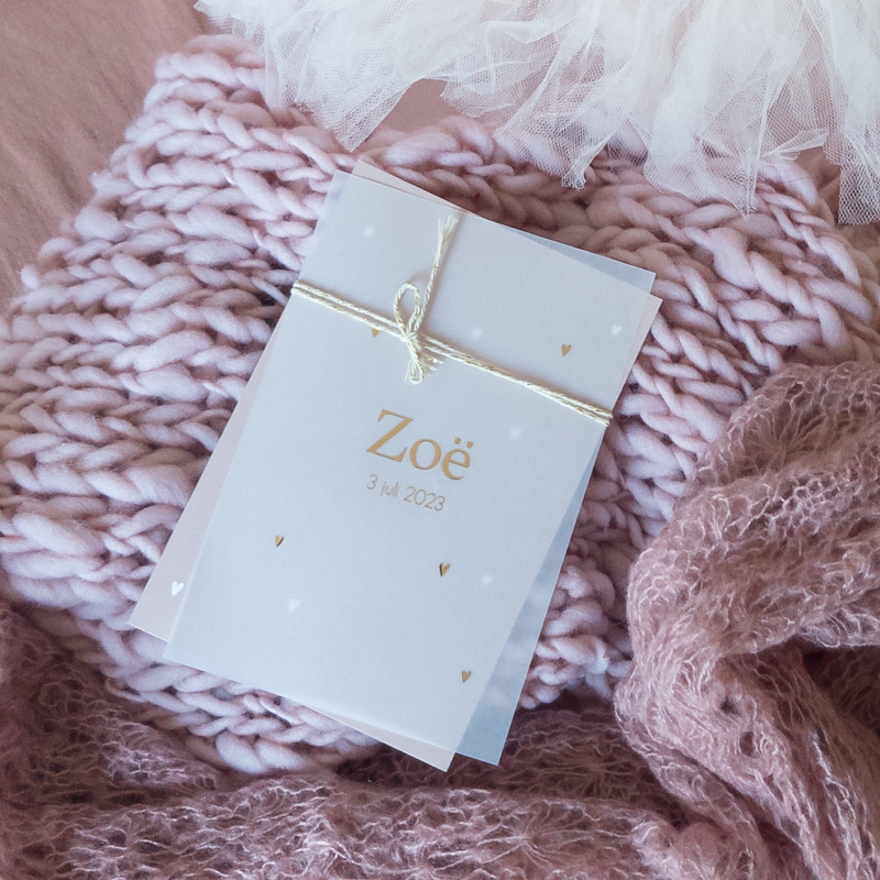 Kalkpapier geboortekaartje Zoë