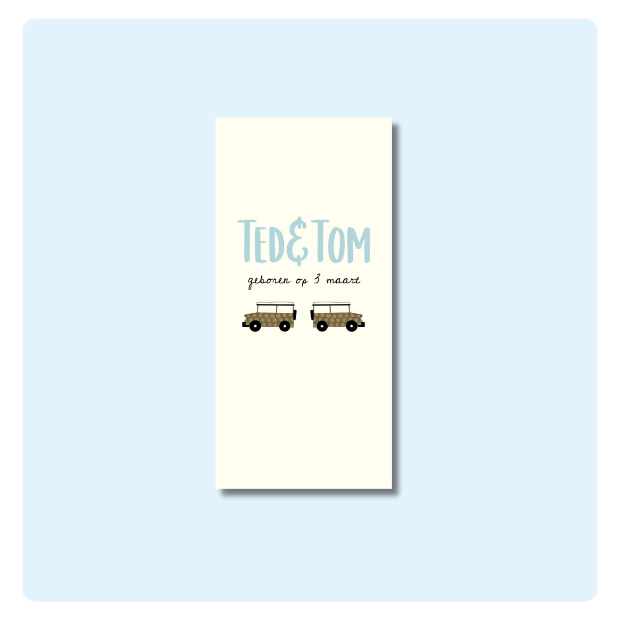 Geboortekaart | Tweeling Auto's