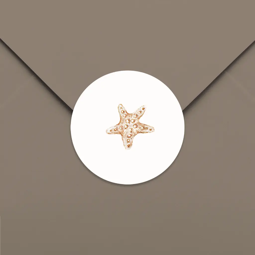 Prachtige sluitsticker met watercolour zeester