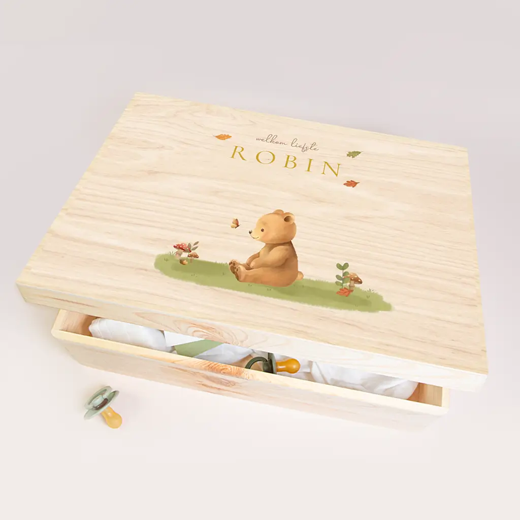 Memorybox met beertje en vlinder