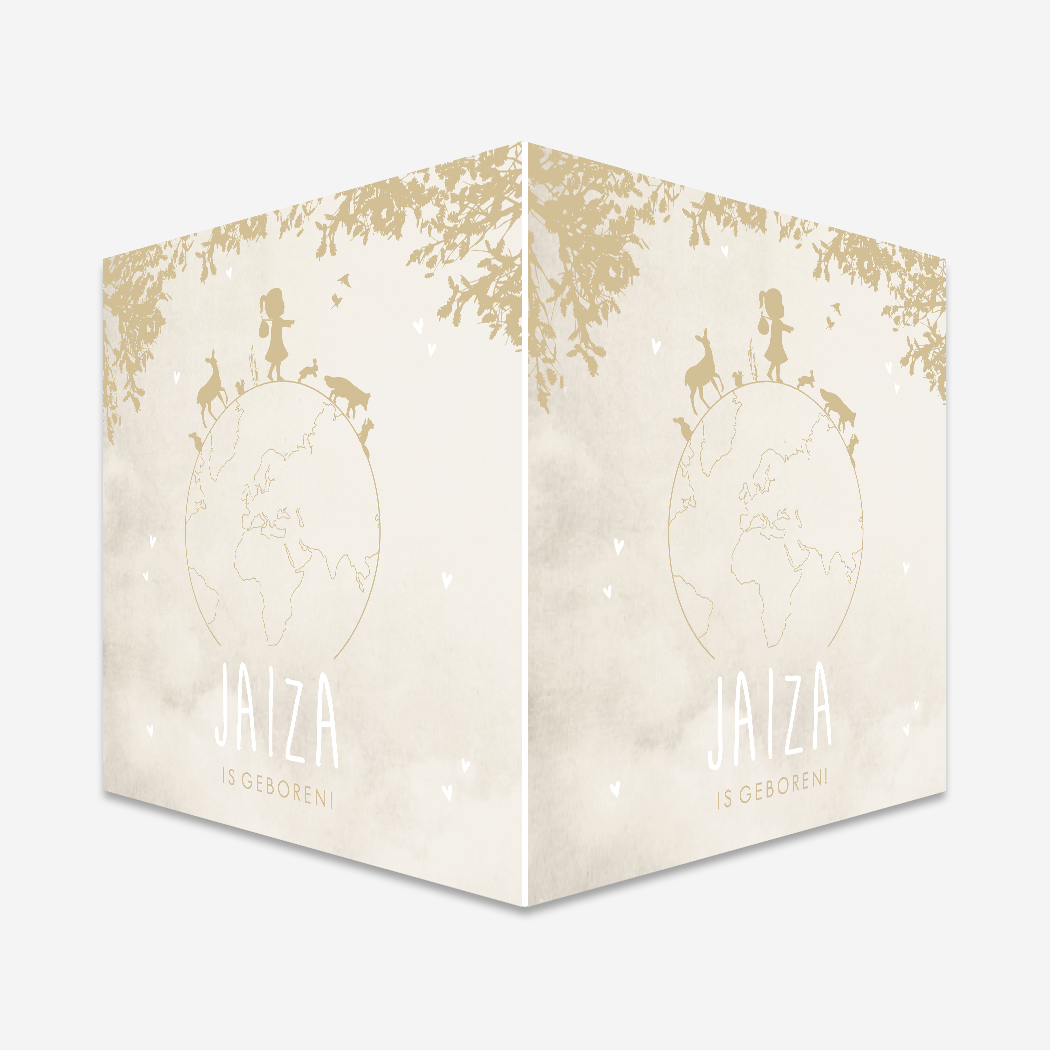 Raambord Beige Wereldbol Bosdieren